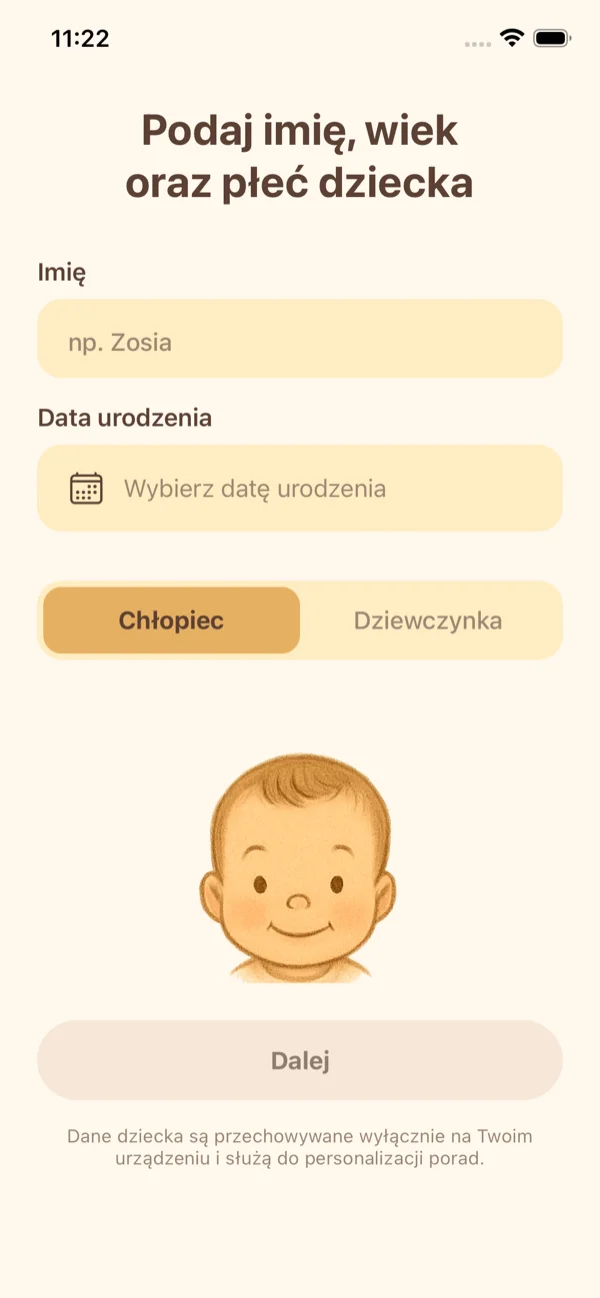 Ekran danych dziecka